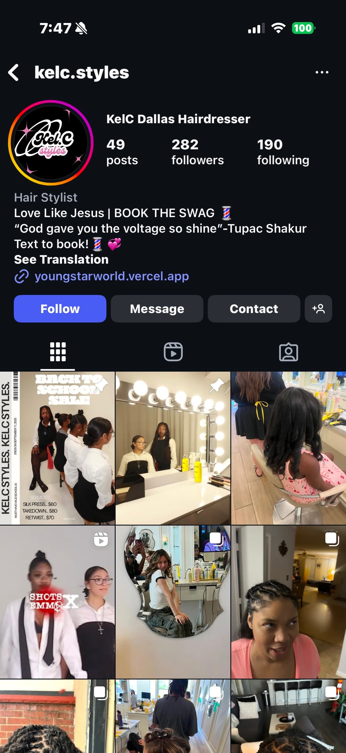 Instagram profile
